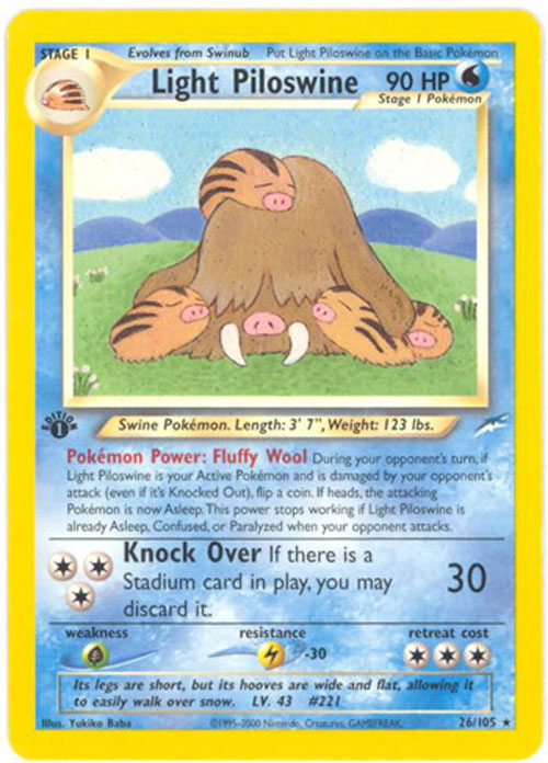 Pokemon Card - Neo Destiny 26/105 - LIGHT PILOSWINE (rare) (Mint)