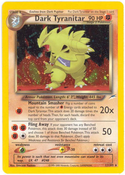 tyranitar pokemon card holo Tyranitar-Holo 2005 Pokémon EX Delta Species #16 PSA 3 This attack does 30 times the number of heads Pokemon Card - S&S: Darkness