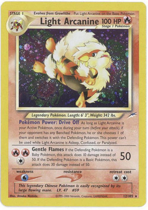 Pokemon Card - Neo Destiny 12/105 - LIGHT ARCANINE (holo-foil) *Played*: Sell2BBNovelties.com: Sell TY Beanie Babies, Action Figures, Barbies, Cards & Toys selling online Pokemon Card - Neo Destiny 12/105 - LIGHT ARCANINE (holo-foil) *Played*: Sell2BBNovelties.com: Sell TY Beanie Babies, Action Figures, Barbies, Cards & Toys selling online