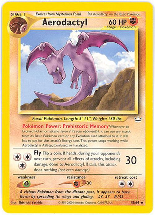 Pokemon Card - Neo Revelation 15/64 - AERODACTYL (rare) (Mint): Sell2BBNovelties.com: Sell TY Beanie Babies, Action Figures, Barbies, Cards & Toys selling online Pokemon Card - Neo Revelation 15/64 - AERODACTYL (rare) (Mint): Sell2BBNovelties.com: Sell TY Beanie Babies, Action Figures, Barbies, Cards & Toys selling online