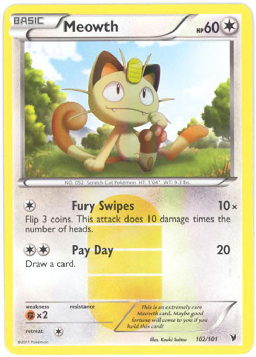 Pokemon Card - B&W: Noble Victories 102/101 - MEOWTH (holo-foil) (Mint)
