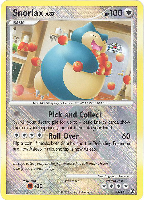 Pokemon Card - Pokemon League Promo 33/111 - SNORLAX Lv.37 (holo 