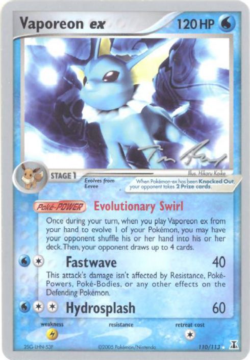 Pokemon Card Promo - 2007 World Championships 110/113 - VAPOREON EX:  Sell2BBNovelties.com: Sell TY Beanie Babies, Action Figures, Barbies, Cards  & Toys selling online
