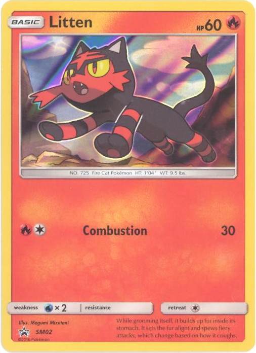 litten holographic card Pokemon Sun & Moon Promo Holo Rare Litten SM08 main image 0