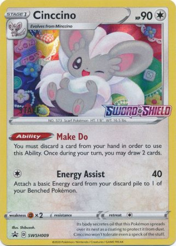 Pokemon Card - S&S Promo SWSH009 - CINCCINO (PreRelease) (Staff) (Mint):  Sell2BBNovelties.com: Sell TY Beanie Babies, Action Figures, Barbies, Cards  & Toys selling online