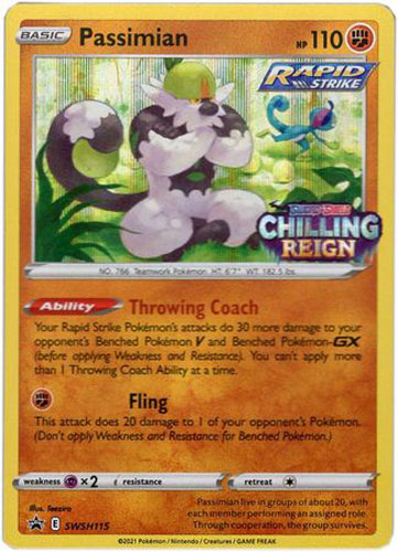 passimian pokemon card [PSA 10]{203/184} FA/PASSIMIAN Throwing Coach Your Rapid Strike Pokmons attacks do 30 more damage to your opponents Benched Pokmon V and Benched Pokmon Pokemon Card - S&S Promo