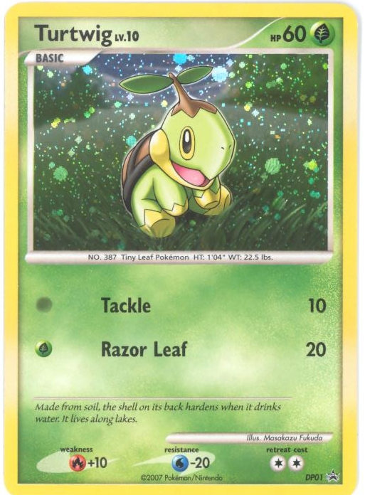 Pokemon Card - D&P Promo #DP01 - TURTWIG lv.10 (holo-foil) (Mint):  Sell2BBNovelties.com: Sell TY Beanie Babies, Action Figures, Barbies, Cards  & Toys selling online