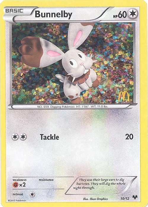 Pokemon Card - McDonald's Promo #10 - BUNNELBY (holo-foil):  Sell2BBNovelties.com: Sell TY Beanie Babies, Action Figures, Barbies, Cards  & Toys selling online