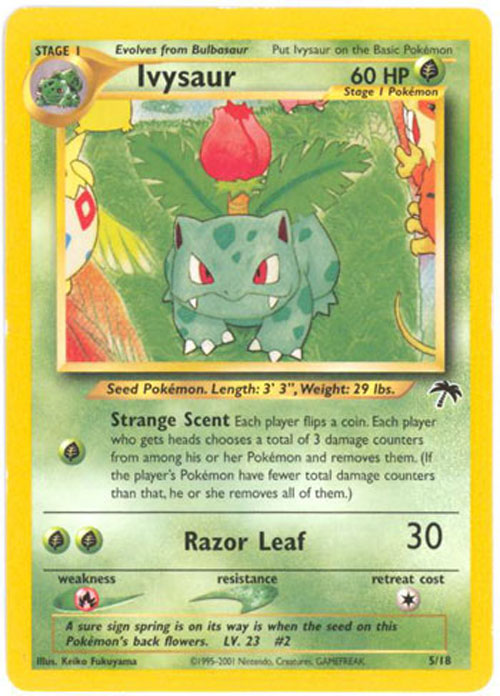 Pokemon Card - Southern Island Promo #5/18 - IVYSAUR (rare):  Sell2BBNovelties.com: Sell TY Beanie Babies, Action Figures, Barbies, Cards  & Toys selling online