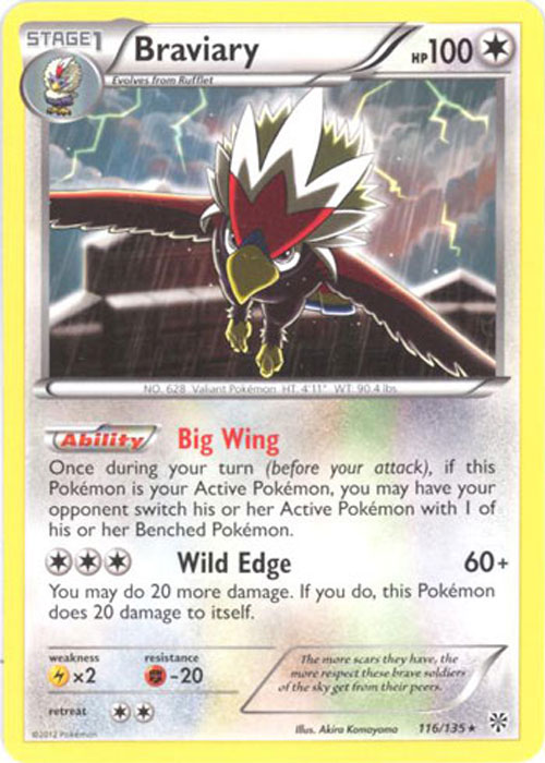 Pokemon Card - B&W: Plasma Storm 116/135 - BRAVIARY (rare) (Mint)