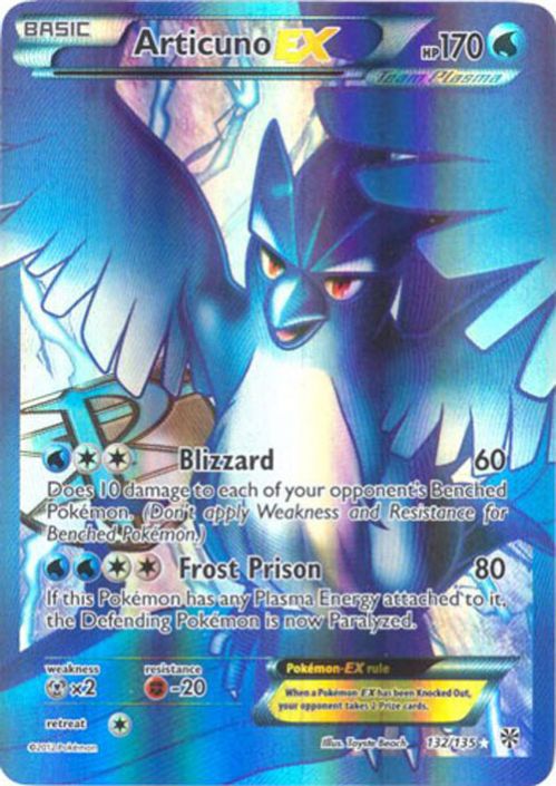 Pokemon Card - B&W: Plasma Storm 132/135 - ARTICUNO EX (full art holo-foil)  (Mint)