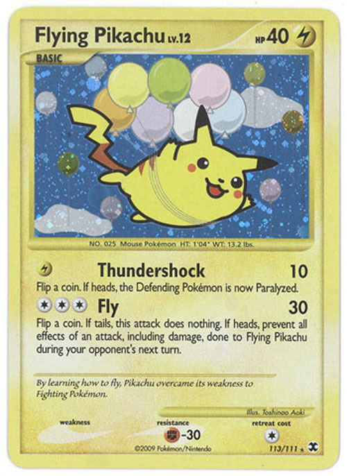 Pokemon Card - PL: Rising Rivals 113/111 - FLYING PIKACHU (holo-foil) (Mint): Sell2BBNovelties.com: Sell TY Beanie Babies, Action Figures, Barbies, Cards & Toys selling online Pokemon Card - PL: Rising Rivals 113/111 - FLYING PIKACHU (holo-foil) (Mint): Sell2BBNovelties.com: Sell TY Beanie Babies, Action Figures, Barbies, Cards & Toys selling online