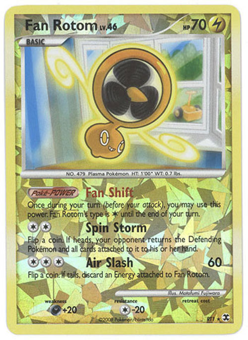 Pokemon Card - PL: Rising Rivals RT1 - FAN ROTOM Lv.46 (ultra rare  holo-foil) (Mint): Sell2BBNovelties.com: Sell TY Beanie Babies, Action  Figures, Barbies, Cards & Toys selling online