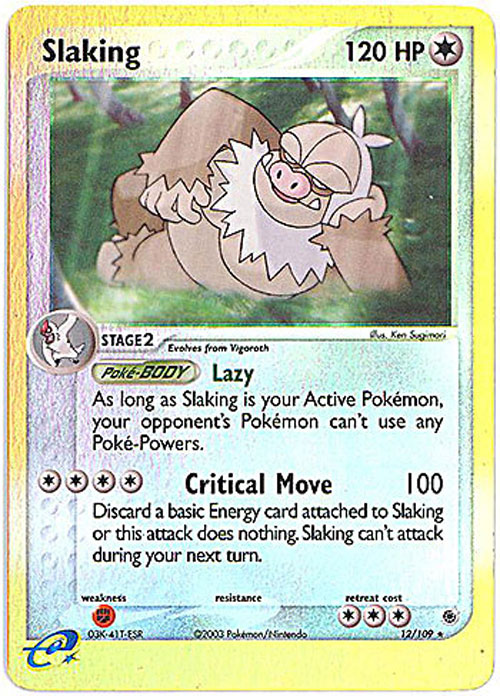 Pokemon Card - Ruby & Sapphire 12/109 - SLAKING (rare) (Mint):  Sell2BBNovelties.com: Sell TY Beanie Babies, Action Figures, Barbies, Cards  & Toys selling online
