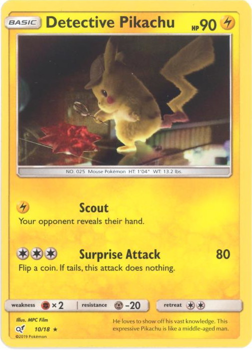 Pokemon Card - Detective Pikachu 10/18 - DETECTIVE PIKACHU (holo-foil)  (Mint): Sell2BBNovelties.com: Sell TY Beanie Babies, Action Figures,  Barbies, Cards & Toys selling online