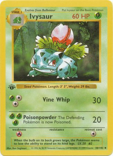 flesh and blood tales of aria card list 1st Edition Kanto Base Starters Set (Shadowless) (4) 1999 MP-DMG|  TradingCardSets.Com main image 1