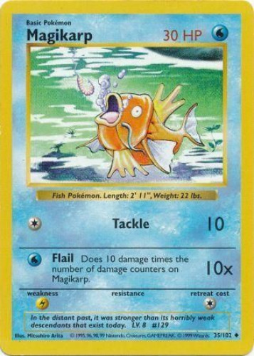 Pokemon Card - Base Set 35/102 - MAGIKARP (uncommon) *Shadowless* (Mint)