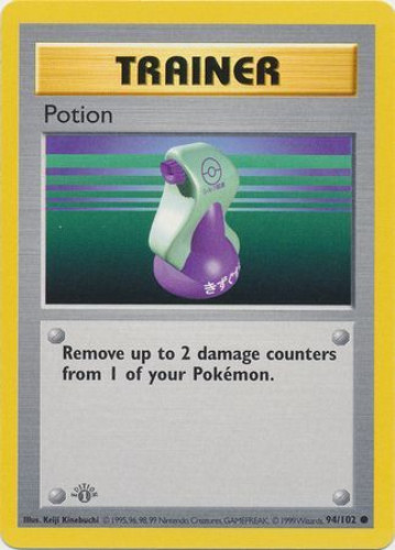 Pokemon Card - Base Set 94/102 - POTION (common) *1st Edition* (Mint):  Sell2BBNovelties.com: Sell TY Beanie Babies, Action Figures, Barbies, Cards  & Toys selling online