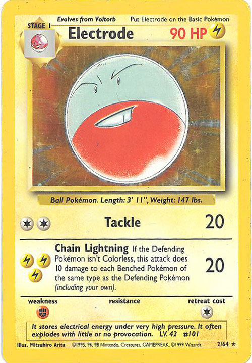 Pokemon Card Jungle 2/64 ELECTRODE (holofoil) **ERROR No Symbol