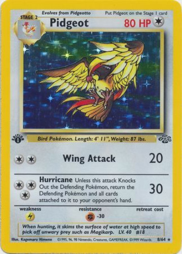 Pokemon Card - Jungle 8/64 - PIDGEOT (holo-foil) *1st Edition* (Mint): Sell2BBNovelties.com: Sell TY Beanie Babies, Action Figures, Barbies, Cards & Toys selling online Pokemon Card - Jungle 8/64 - PIDGEOT (holo-foil) *1st Edition* (Mint): Sell2BBNovelties.com: Sell TY Beanie Babies, Action Figures, Barbies, Cards & Toys selling online