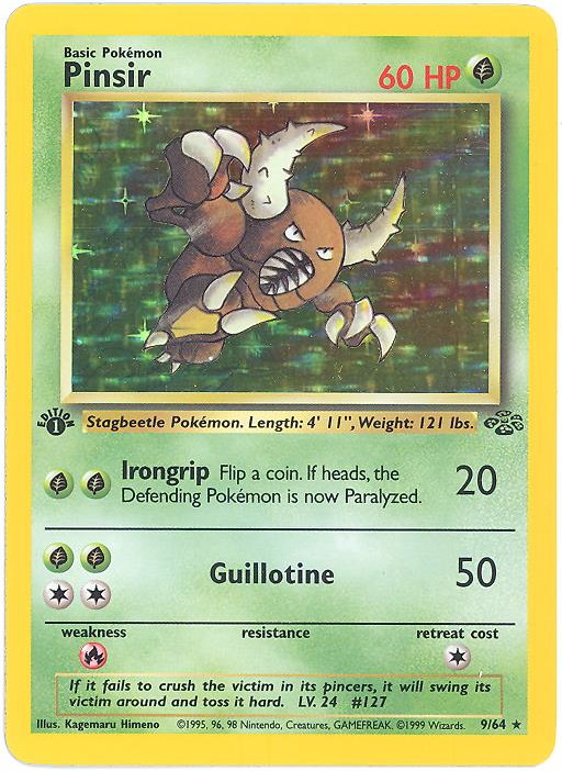 Pokemon Card - Jungle 9/64 - PINSIR (holo-foil) *1st Edition* (Mint)