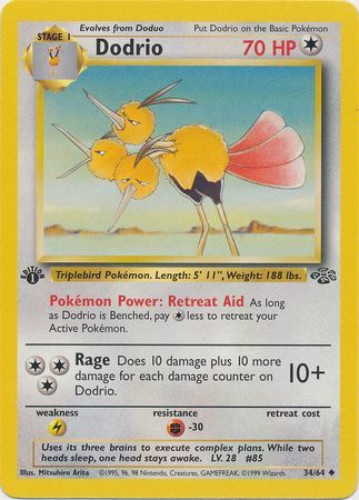 1995 doduo pokemon card value (084) 1997-98 Topsun VS [1] Fury Attack (10x) Flip 2 coins Pokemon Doduo Game Card Fury