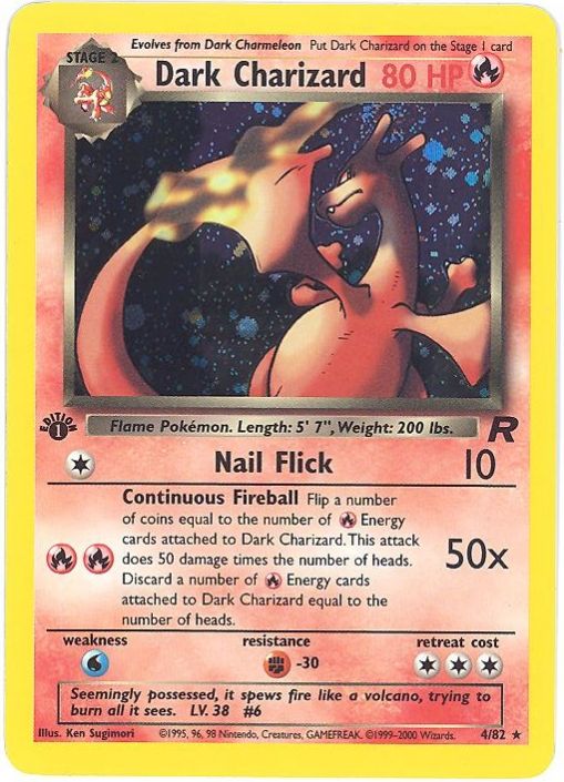 Pokemon Card - Team Rocket 4/82 - DARK CHARIZARD (holo-foil) *1st