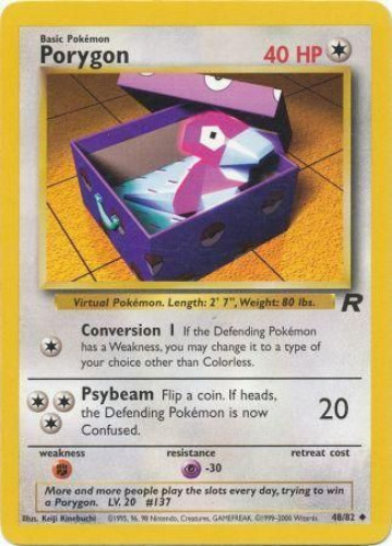 Pokemon Card - Team Rocket 48/82 - PORYGON (uncommon) (Mint):  Sell2BBNovelties.com: Sell TY Beanie Babies, Action Figures, Barbies, Cards  & Toys selling online