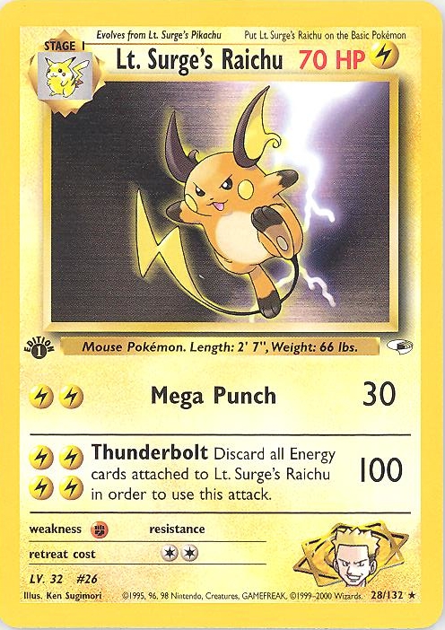 1999 raichu pokemon card Pokémon TCG Raichu #14/62 Unlimited Holo Rare - 1999 Fossil main image 1