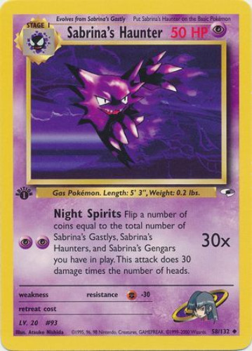 Pokemon Card - Gym Heroes 58/132 - SABRINA'S HAUNTER (uncommon) *1st  Edition* (Mint)