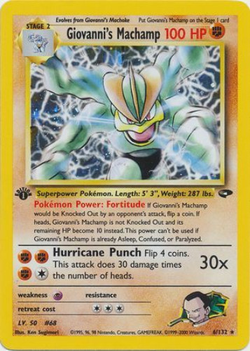 Pokemon Card - Gym Challenge 6/132 - GIOVANNI'S MACHAMP (holo-foil) *1st  Edition* (Mint)