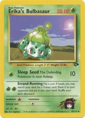 Pokemon Card - Gym Challenge 39/132 - ERIKA'S BULBASAUR (uncommon) (Mint):  Sell2BBNovelties.com: Sell TY Beanie Babies, Action Figures, Barbies, Cards  & Toys selling online