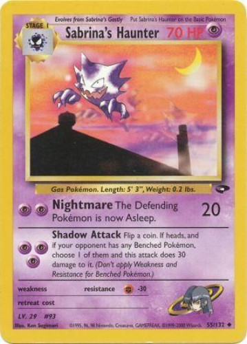 Pokemon Card - Gym Challenge 55/132 - SABRINA'S HAUNTER (uncommon) (Mint):  Sell2BBNovelties.com: Sell TY Beanie Babies, Action Figures, Barbies, Cards  & Toys selling online