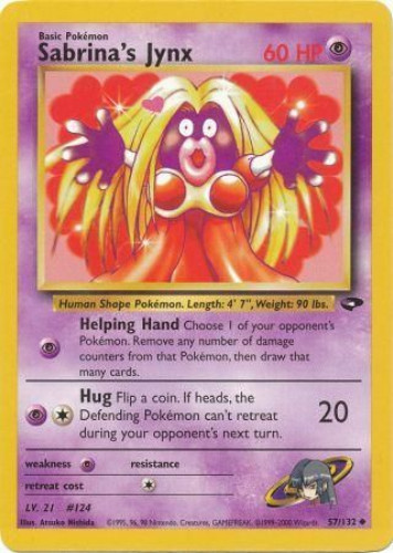 Pokemon Card - Gym Challenge 57/132 - SABRINA'S JYNX (uncommon) (Mint):  Sell2BBNovelties.com: Sell TY Beanie Babies, Action Figures, Barbies, Cards  & Toys selling online