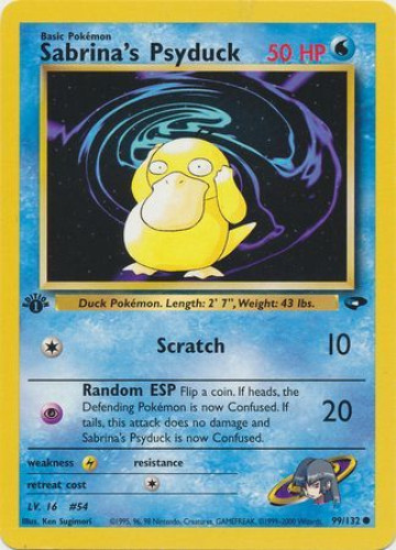 Pokemon Card - Gym Challenge 99/132 - SABRINA'S PSYDUCK (common) *1st Edition* (Mint): Sell2BBNovelties.com: Sell TY Beanie Babies, Action Figures, Barbies, Cards & Toys selling online Pokemon Card - Gym Challenge 99/132 - SABRINA'S PSYDUCK (common) *1st Edition* (Mint): Sell2BBNovelties.com: Sell TY Beanie Babies, Action Figures, Barbies, Cards & Toys selling online