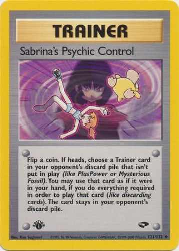 Pokemon Card - Gym Challenge 121/132 - SABRINA'S PSYCHIC CONTROL (uncommon)  *1st Edition* (Mint): Sell2BBNovelties.com: Sell TY Beanie Babies, Action  Figures, Barbies, Cards & Toys selling online