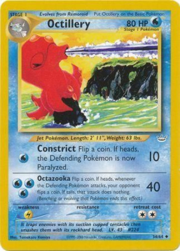Pokemon Card - Neo Revelation 34/64 - OCTILLERY (uncommon) (Mint)