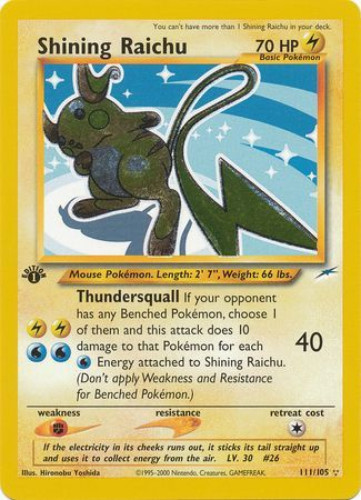 Pokemon Card - Neo Destiny 111/105 - SHINING RAICHU (holo-foil) *1st  Edition* (Mint)