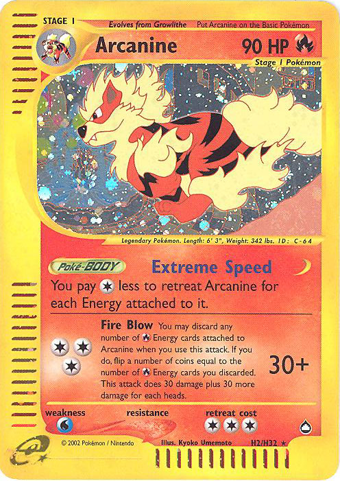 Pokemon Card - Aquapolis H2/H32 - ARCANINE (holo-foil) (Mint)