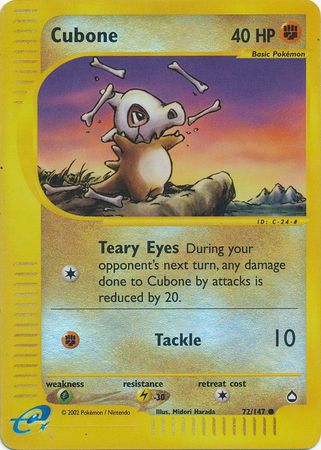 Pokemon Card - Aquapolis 72/147 - CUBONE (reverse holo) (Mint):  Sell2BBNovelties.com: Sell TY Beanie Babies, Action Figures, Barbies, Cards  & Toys selling online