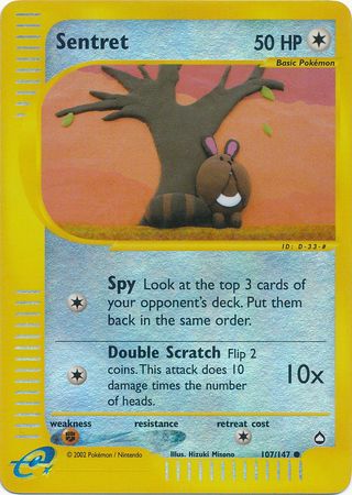 Pokemon Card - Aquapolis 107/147 - SENTRET (reverse holo) (Mint):  Sell2BBNovelties.com: Sell TY Beanie Babies, Action Figures, Barbies, Cards  & Toys selling online