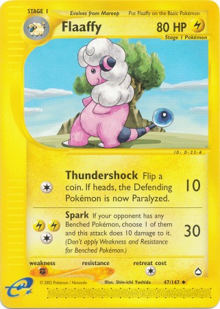 Pokemon Card - Aquapolis 47/147 - FLAAFFY (uncommon) (Mint):  Sell2BBNovelties.com: Sell TY Beanie Babies, Action Figures, Barbies, Cards  & Toys selling online