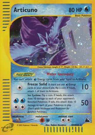 Pokemon Card - Skyridge 3/H32 - ARTICUNO (holo-foil) (Mint):  Sell2BBNovelties.com: Sell TY Beanie Babies, Action Figures, Barbies, Cards  & Toys selling online