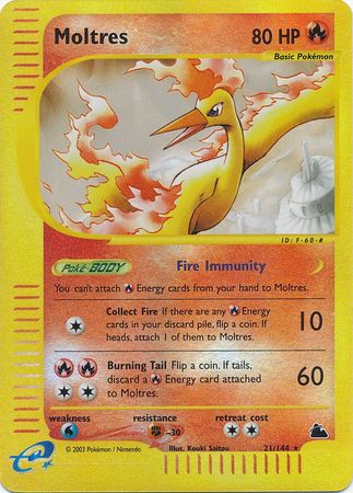 Pokemon Card - Skyridge 21/144 - MOLTRES (reverse holo) (Mint)