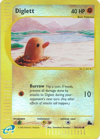 Pokemon Card - Skyridge 50/144 - DIGLETT (reverse holo) (Mint):  Sell2BBNovelties.com: Sell TY Beanie Babies, Action Figures, Barbies, Cards  & Toys selling online