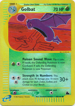 pokemon card golbat Team Rocket Rare Weakness Fighting 2 Resistance None None Retreat Cost Pokemon Card - Skyridge 60/144