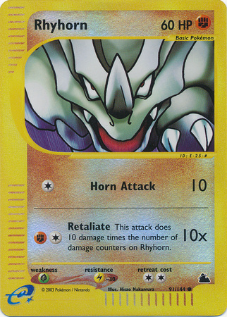 Pokemon Card - Skyridge 91/144 - RHYHORN (reverse holo) (Mint): Sell2BBNovelties.com: Sell TY Beanie Babies, Action Figures, Barbies, Cards & Toys selling online Pokemon Card - Skyridge 91/144 - RHYHORN (reverse holo) (Mint): Sell2BBNovelties.com: Sell TY Beanie Babies, Action Figures, Barbies, Cards & Toys selling online
