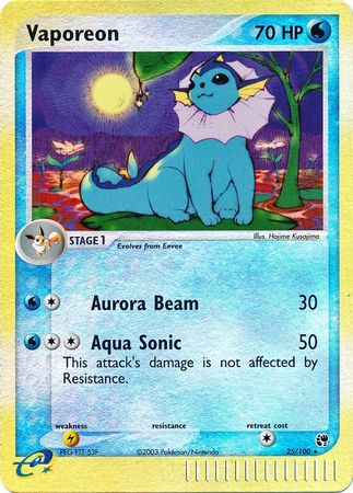 Pokemon Card - Sandstorm 25/100 - VAPOREON (reverse holo) (Mint):  Sell2BBNovelties.com: Sell TY Beanie Babies, Action Figures, Barbies, Cards  & Toys selling online