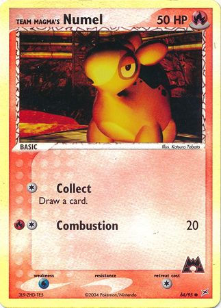 Pokemon Card - Team Magma vs Team Aqua 64/95 - TEAM MAGMA'S NUMEL (reverse  holo) (Mint): Sell2BBNovelties.com: Sell TY Beanie Babies, Action Figures,  Barbies, Cards & Toys selling online