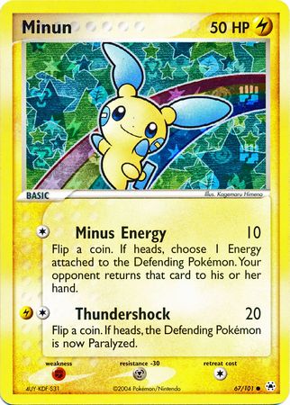 Pokemon Card - Hidden Legends 67/101 - MINUN (reverse holo) (Mint):  Sell2BBNovelties.com: Sell TY Beanie Babies, Action Figures, Barbies, Cards  & Toys selling online